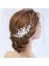 Romantic Floral Bridal Hair Comb #color_Silver