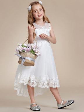 Stylish Lace High Low A-line Flower Girl Dress with Sleeveless