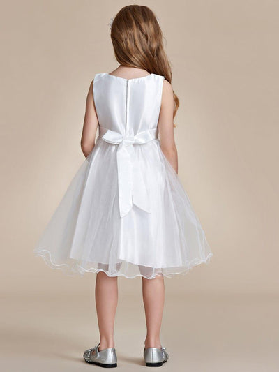 Sparkling Sequin Round Neckline Short Princess Dress for Girls #color_White