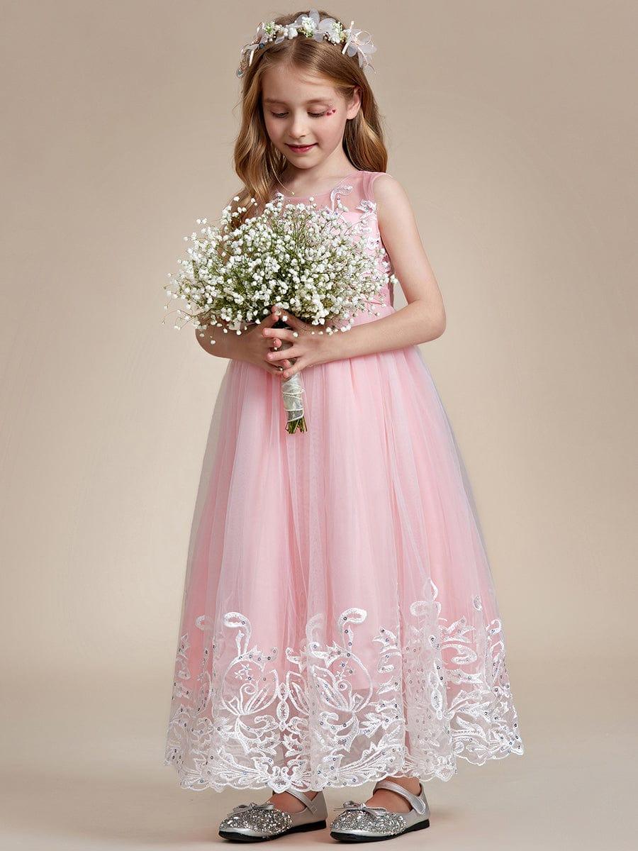 Elegant Lace Princess Dress for Flower Girl with Bowknot