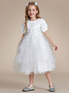 Lovely Lace Bubble Sleeve Princess Dress
