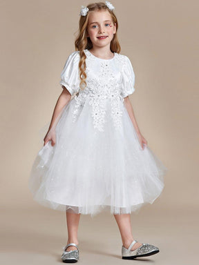 Lovely Lace Bubble Sleeve Princess Dress