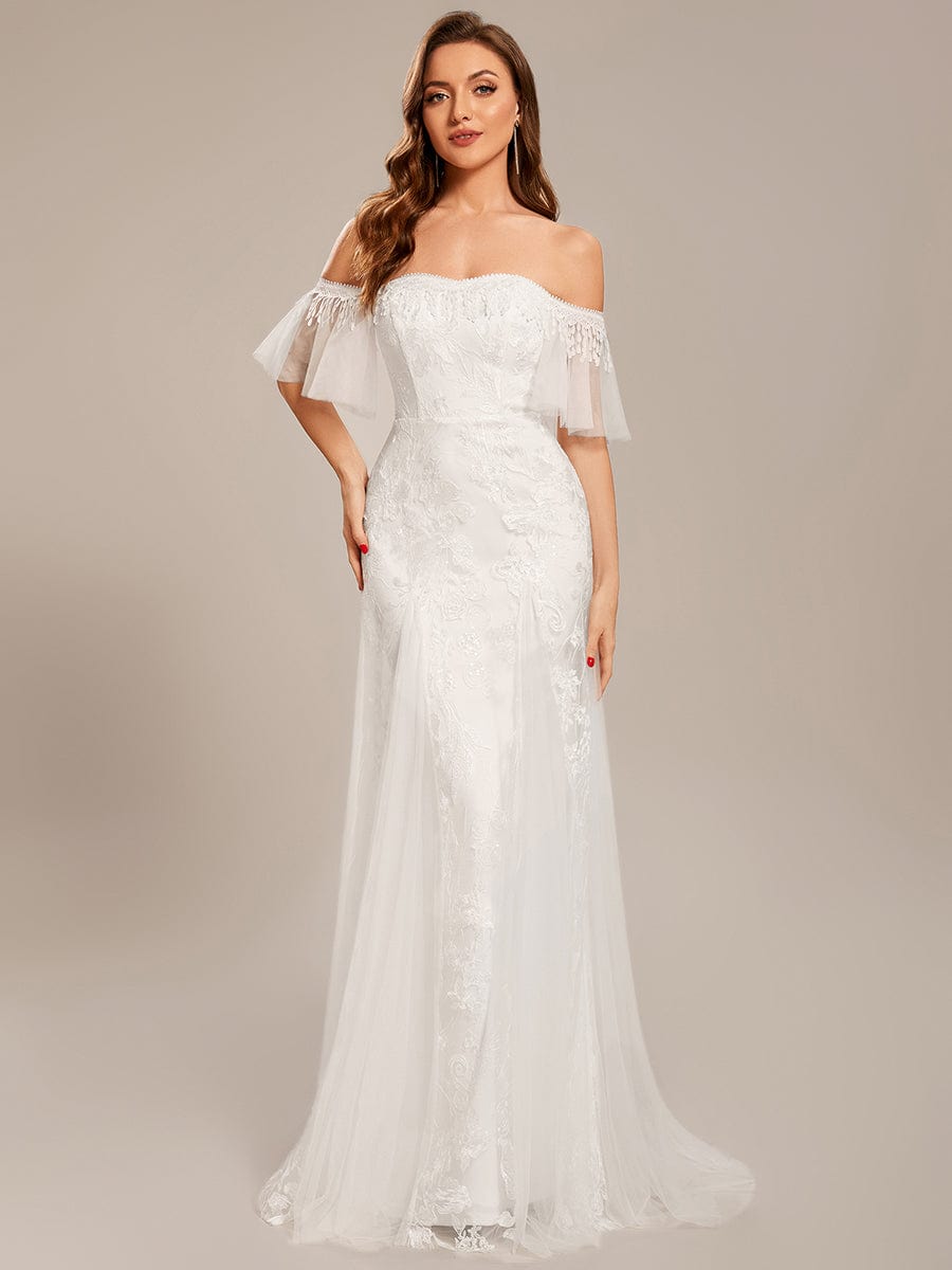 Custom Size Off Shoulder Bodycon Mermaid Lace Wedding Dress