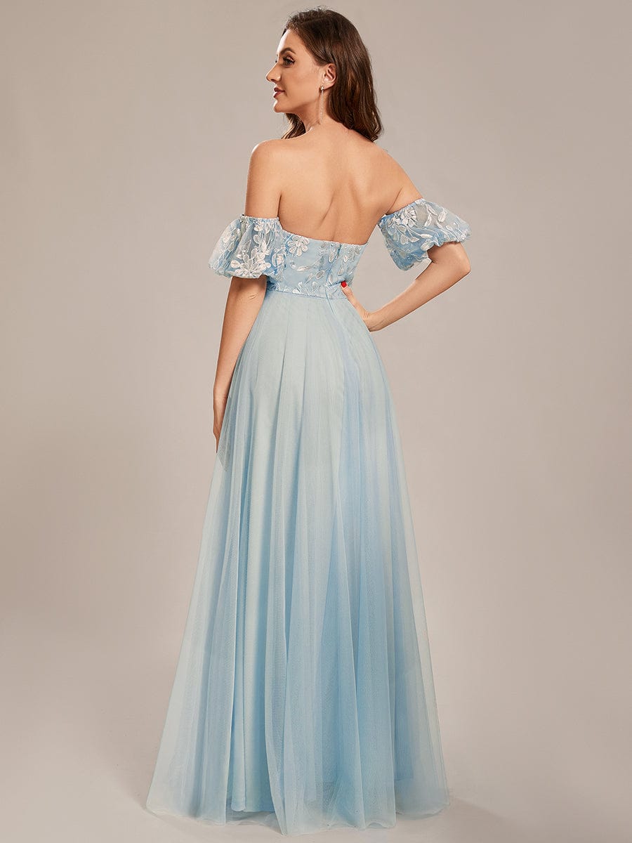 Custom Size Puffy Sleeve Sweetheart Princess Style Tulle Prom Dress