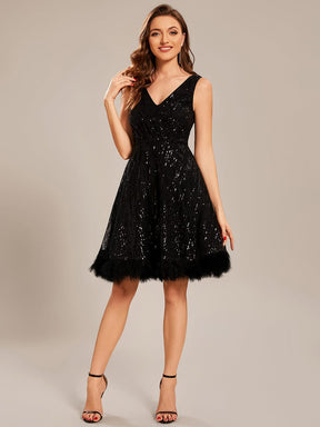 Custom Size flowing Sequin Short swan feather Prom Dress