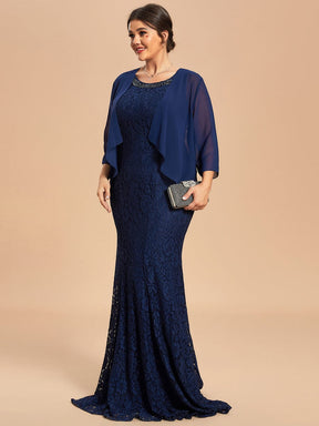 Custom Size Elegant Lace Mermaid Dress with Chiffon Jacket Two-Piece Set
