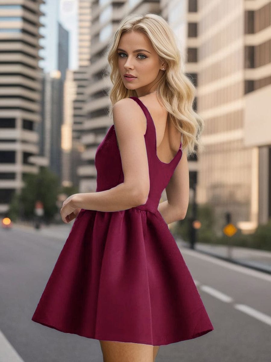 Chic Square Neck Open Back A-line Homecoming Dress