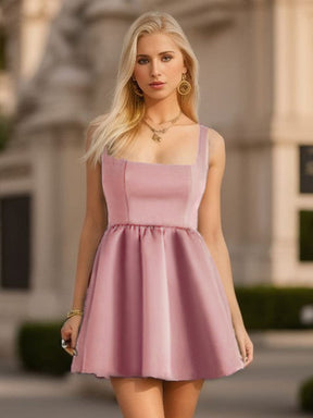 Chic Square Neck Open Back A-line Homecoming Dress