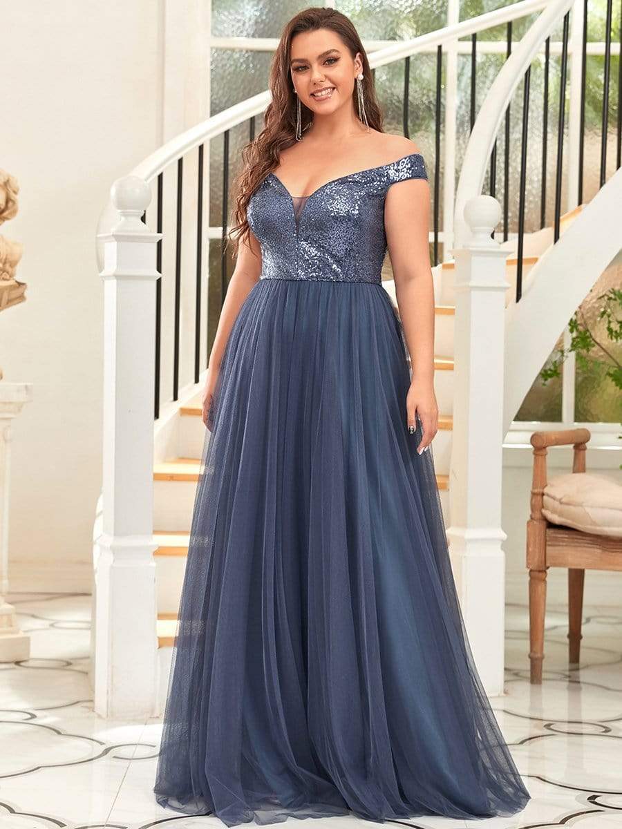 Stunning High Waist Tulle & Sequin Sleeveless Evening Dress