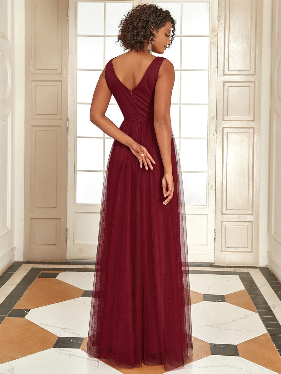 Sleeveless V Neck Sequin Long Evening Dress