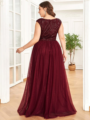 Sleeveless Sequin V-Neck Pleated Long Evening Dress