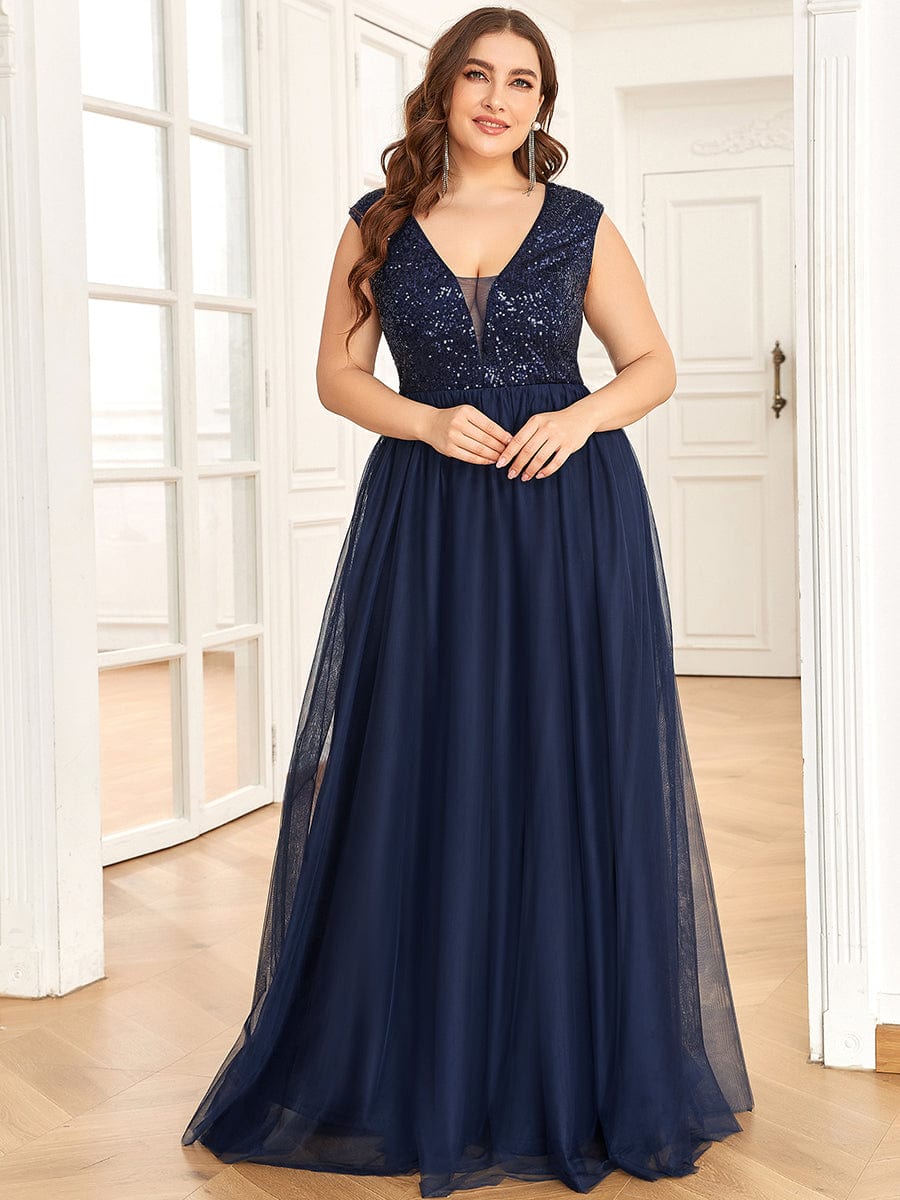 Wide Strap Embellished Deep V Neckline Floor Length Evening Dress Ever Pretty UK