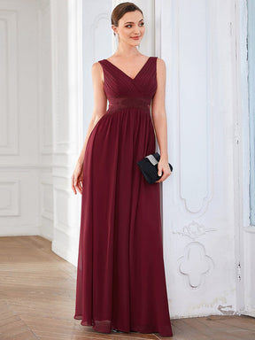 Pleated Chiffon Sleeveless Cut-Out A-Line Evening Dress