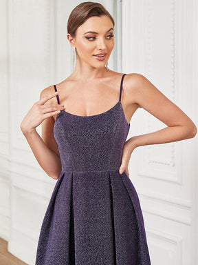 Spaghetti Strap Backless Pleated A-Line Evening Dress