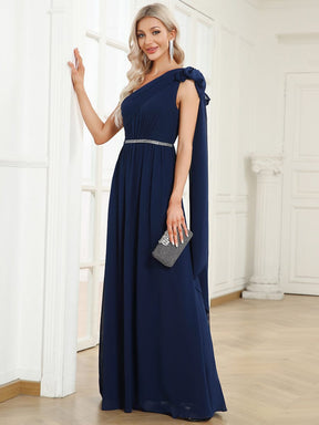 Chiffon One Shoulder Asymmetrical Embellished Waist Multiway Evening Dress