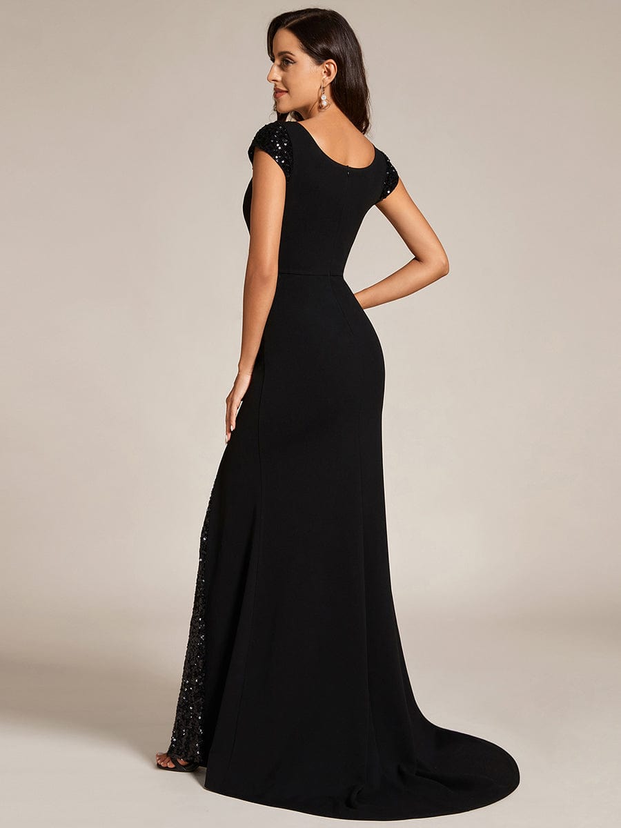 Custom Size Deep V Sequin Fashion Long Evening Dress
