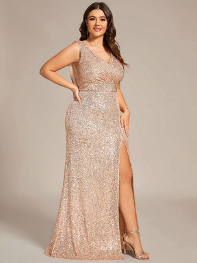Custom Size Plus Size Sleeveless V-Neck Bodycon Evening Dress