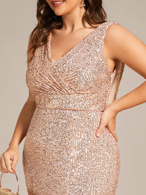 Custom Size Plus Size Sleeveless V-Neck Bodycon Evening Dress