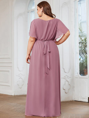 Plus Size V-Neck Floor-Length Chiffon Evening Dress