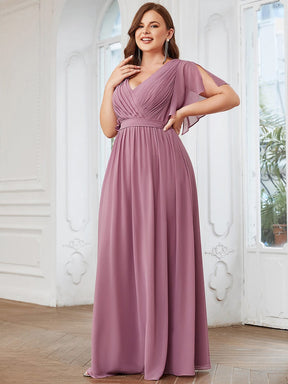 Plus Size V-Neck Floor-Length Chiffon Evening Dress