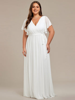 V-Neck Flutter Sleeve Floor-Length A-Line Chiffon Bridesmaid Dress