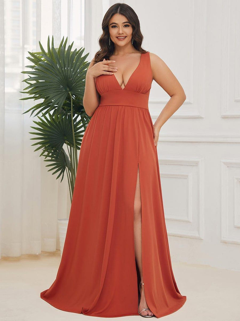 Double Take Button Front Empire Waist Sleeveless Slit Magic Dress