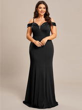 Stylish Plus Size Sparkling Mermaid Evening Dress #color_Black