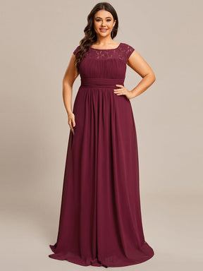 Plus Size Elegant Lace Chiffon Maxi Bridesmaid Dress