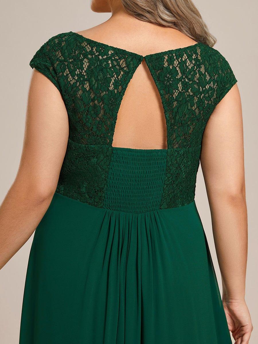 Lace Chiffon Long Bridesmaid Dress with Open Back  #Color_Dark Green