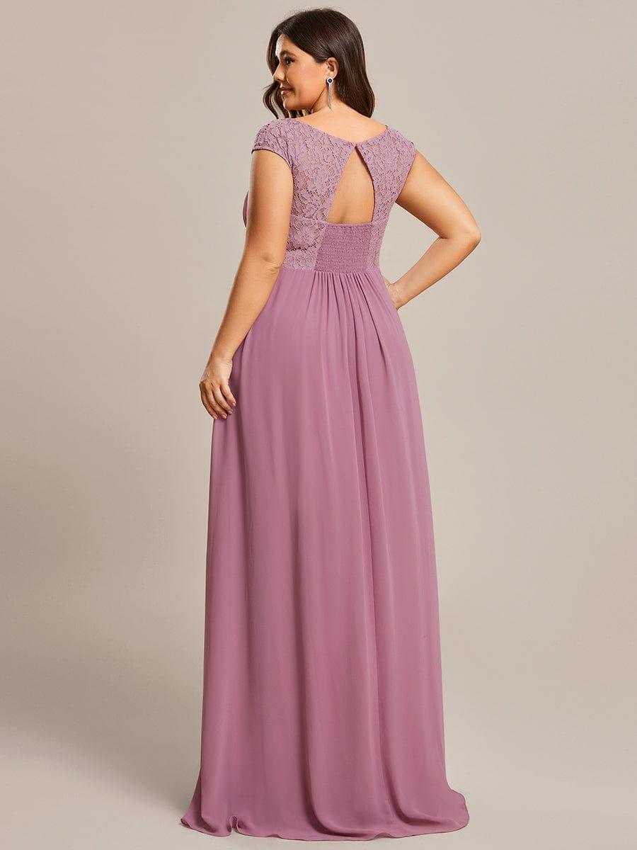 Lace Chiffon Long Bridesmaid Dress with Open Back  #Color_Purple Orchid