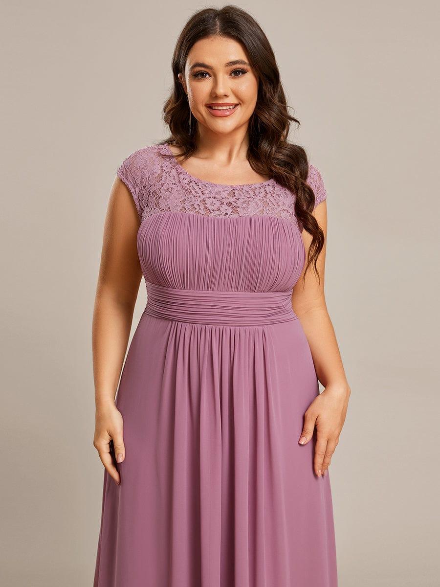 Lace Chiffon Long Bridesmaid Dress with Open Back  #Color_Purple Orchid