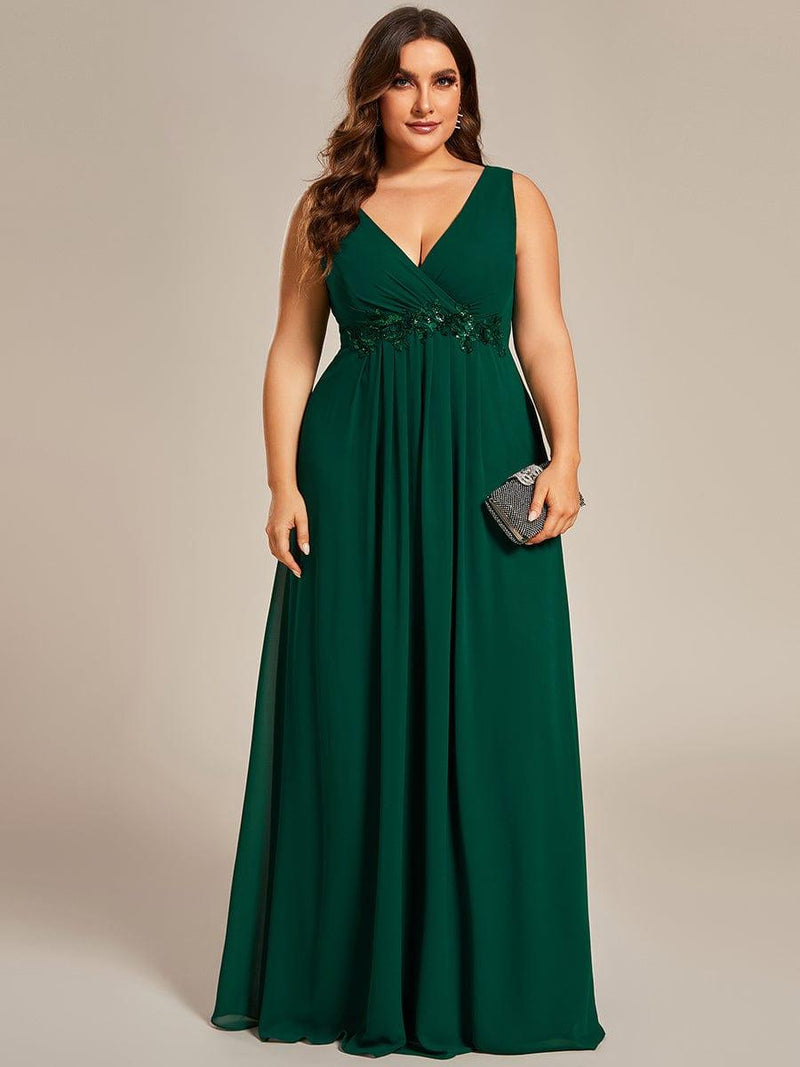 A-Line V-Neck / Evening Sleeveless Gown Dress Cocktail Lace Mesh Panel main image 0