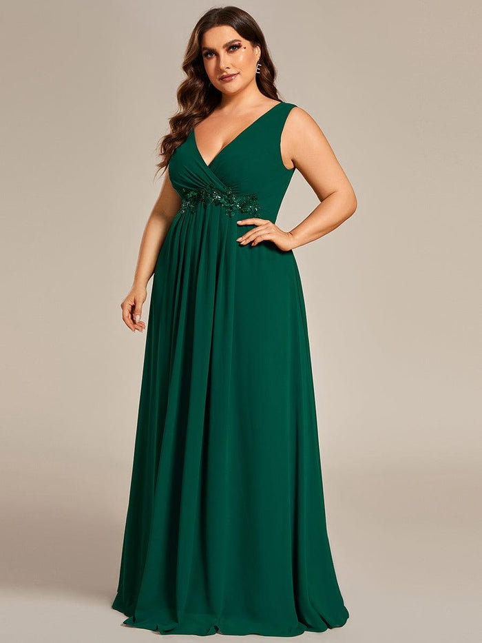 A Line V Neck Long Puff Sleeves Evening Dress