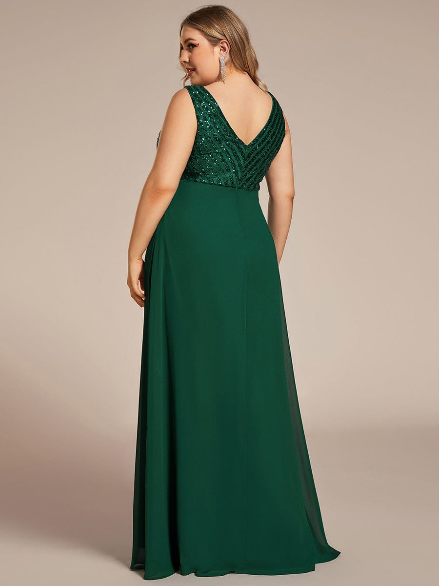 Sparkling Sequin V-Neck A-Line Evening Dress