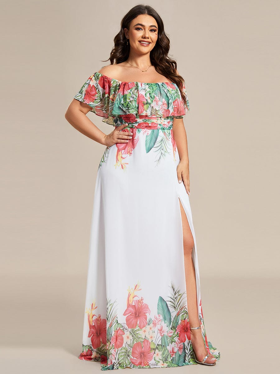 Stunning Plus Size Off the Shoulder Chiffon Evening Dress