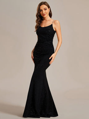 Sparkling Glitter Spaghetti Strap Open Back Bodycon Evening Dress