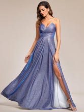 Glitter Strapless A-Line High Slit Evening Dress #color_Opal Lilac