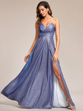 Glitter Strapless A-Line High Slit Evening Dress #color_Opal Lilac