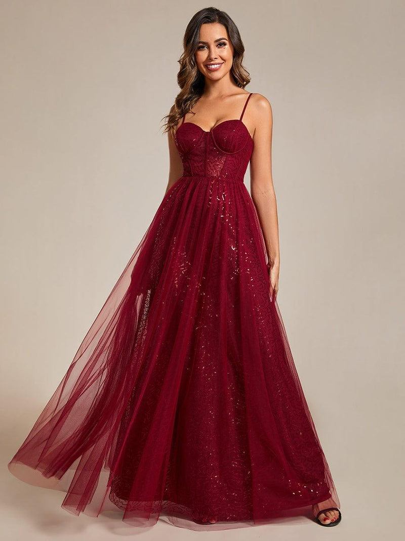 Women’s Spaghetti Strap Sequin A-Line Maxi Dress
