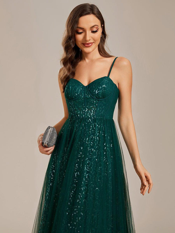 Elegant Evening Dresses with Spaghetti-Straps and Sequins