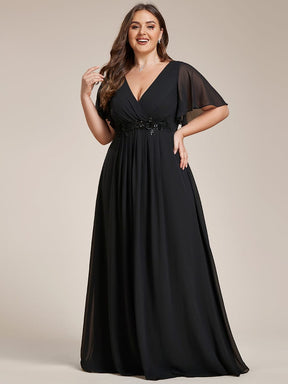 Elegant Chiffon Applique Evening Dress with Flutter Sleeves