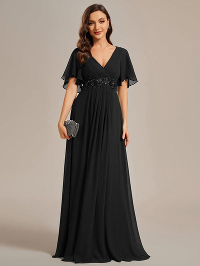 ever IVYROSE|Elegant Chiffon Applique Evening Dress with Flutter Sleeves