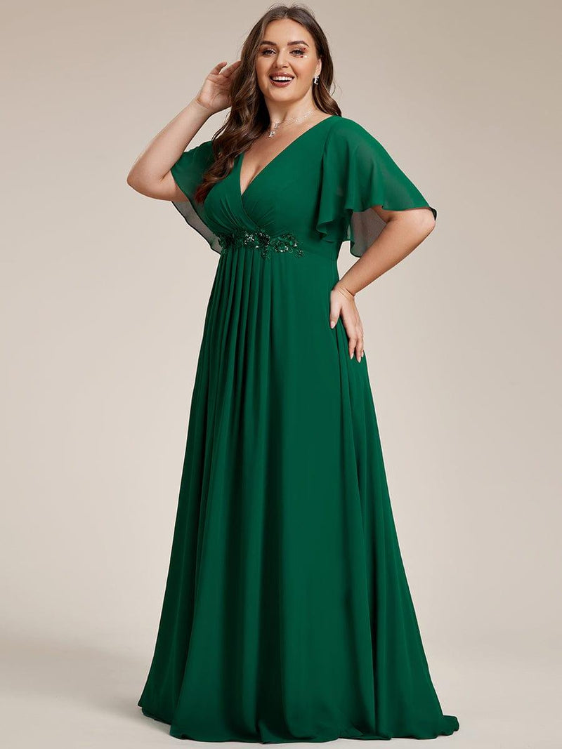 A-line Floor-Length Chiffon Pleated Dress Clover Plus Size