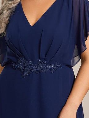 Waist Applique A-Line Chiffon V-Neck Evening Dress