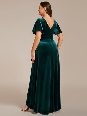 Plus Size High-Low A-Line Velvet Evening Dress