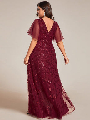 Plus Size V-Neck High Slit Sequined Evening Dresses