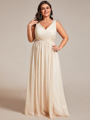 Plus Size V-Neck Sleeveless Evening Dresses with Delicate Glitter
