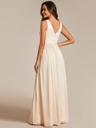 V-Neck Sleeveless Evening Dresses with Delicate Glitter #color_Champagne