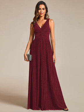 V-Neck Sleeveless A-Line Evening Dress with Subtle Glitter