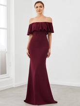 Ruffle Fold-Over Bodycon Strapless Evening Dress #color_Burgundy